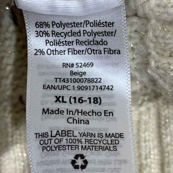 Time and Tru Women’s Sweater XL Beige Cream Open Knit Long Sleeve Pullover - Picture 6 of 7